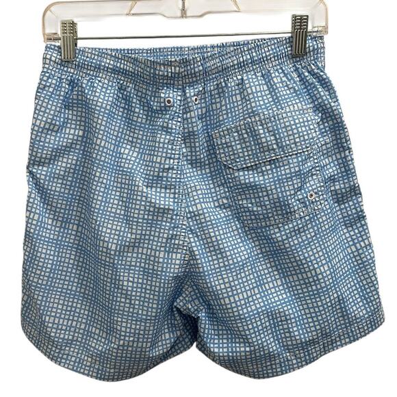 Solid & Striped Classic Swim Trunks Mini Grid Blue White Nylon Mesh Lined Sz XS - Picture 3 of 8